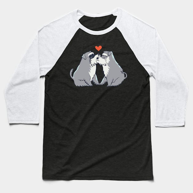 Schnauzer kisses Baseball T-Shirt by huebucket